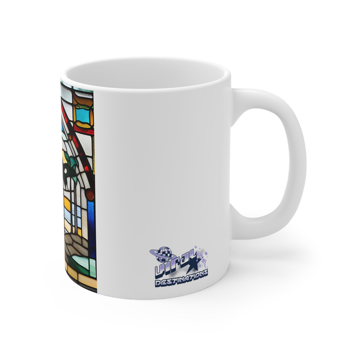 Winter in Florida Tiffany's Studio Style wide glass print Ceramic Mug by ViralDestinations - Collectible Art at your hands