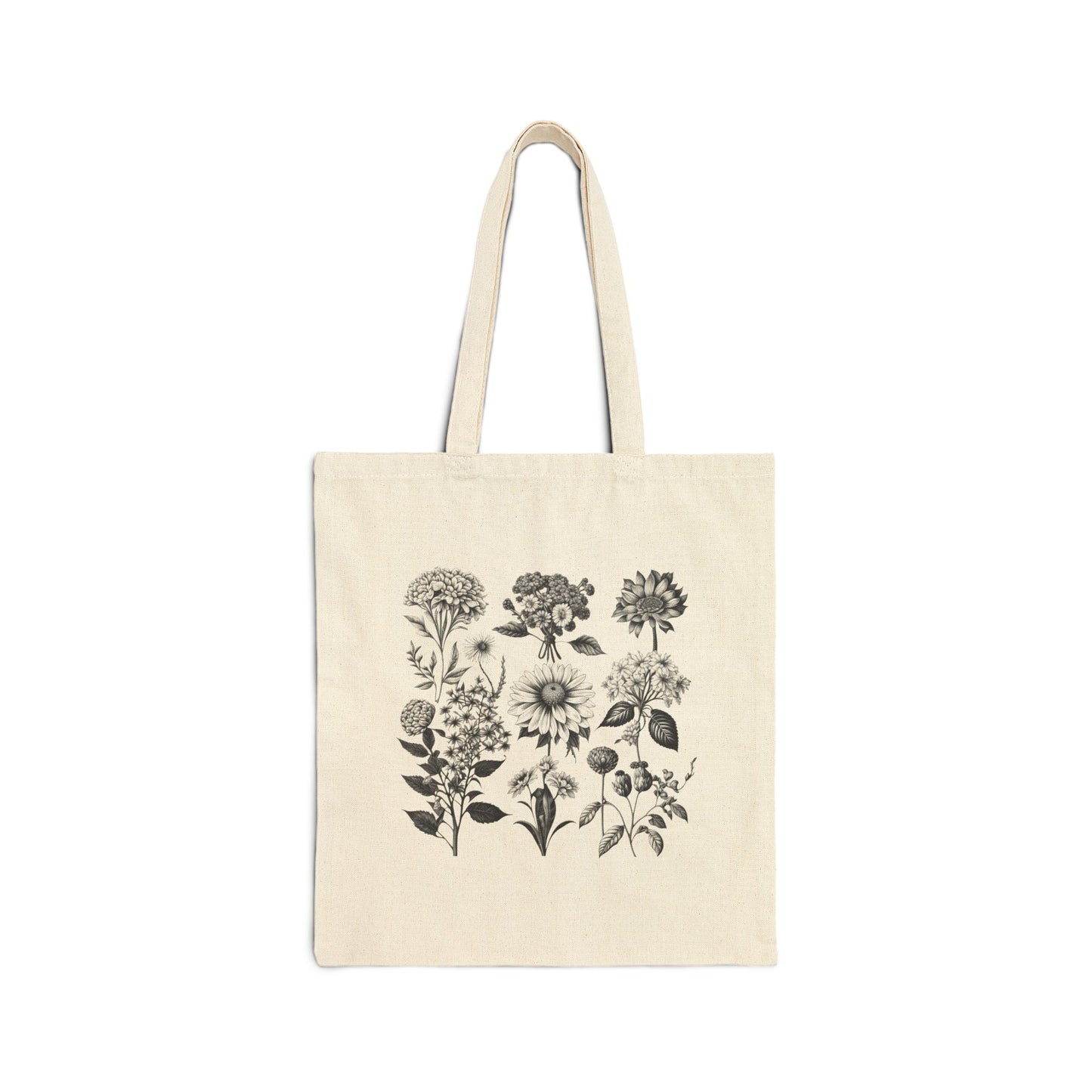 ViralDestinations Floral Print Cotton Canvas Tote Bag - Eco-Friendly Shopping & Everyday Use - Botanical Aesthetics