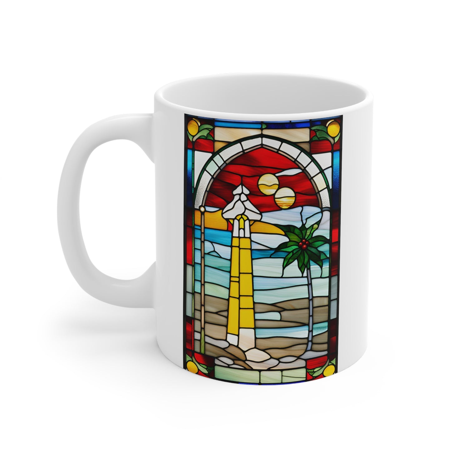 Christmas in Florida Tiffany's Studio Style Ceramic Mug by ViralDestinations - Collectible Art at your hands