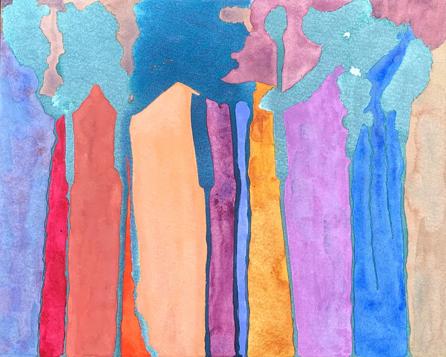 10"*8" Fine Art Print mounted on board in clear bag - vibrant watercolor abstract landscapes