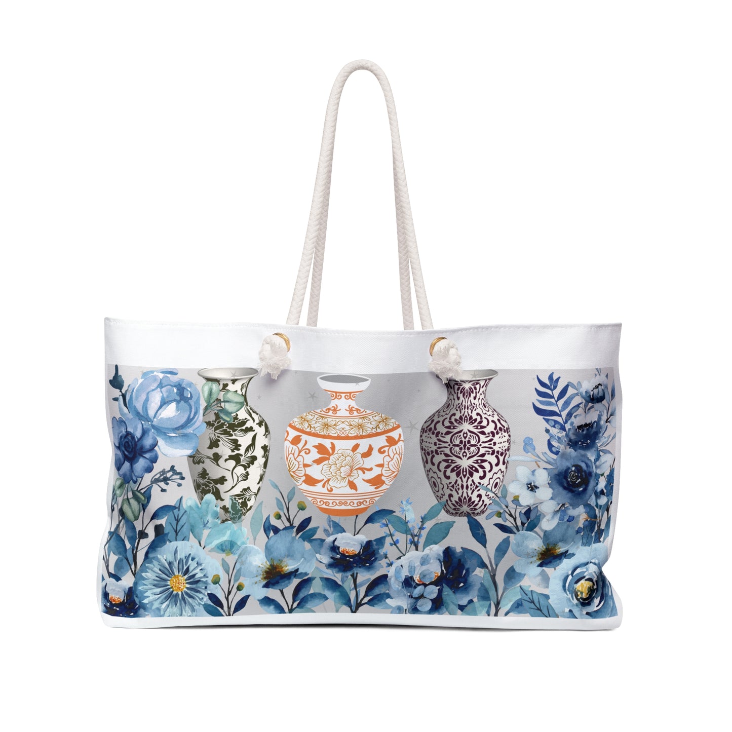 ViralDestinations™ Floral Antique Ceramics Weekender Bag | Perfect for Travel and Beach Days - Botanical Aesthetics