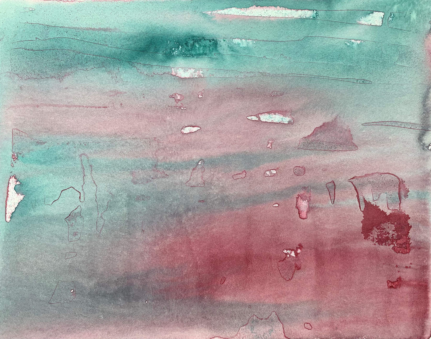 10"*8" Fine Art Print mounted on board in clear bag - vibrant watercolor abstract landscapes
