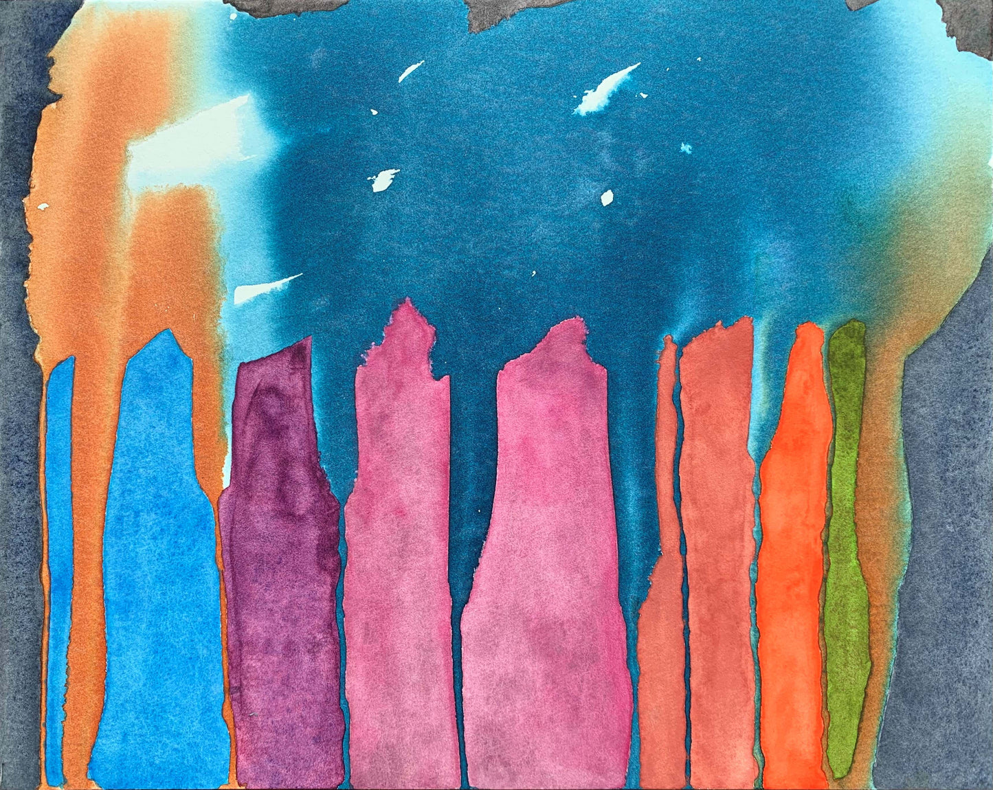 10"*8" Fine Art Print mounted on board in clear bag - vibrant watercolor abstract landscapes