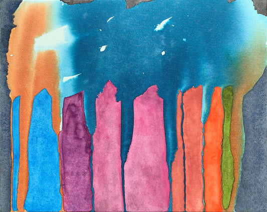 10"*8" Fine Art Print mounted on board in clear bag - vibrant watercolor abstract landscapes