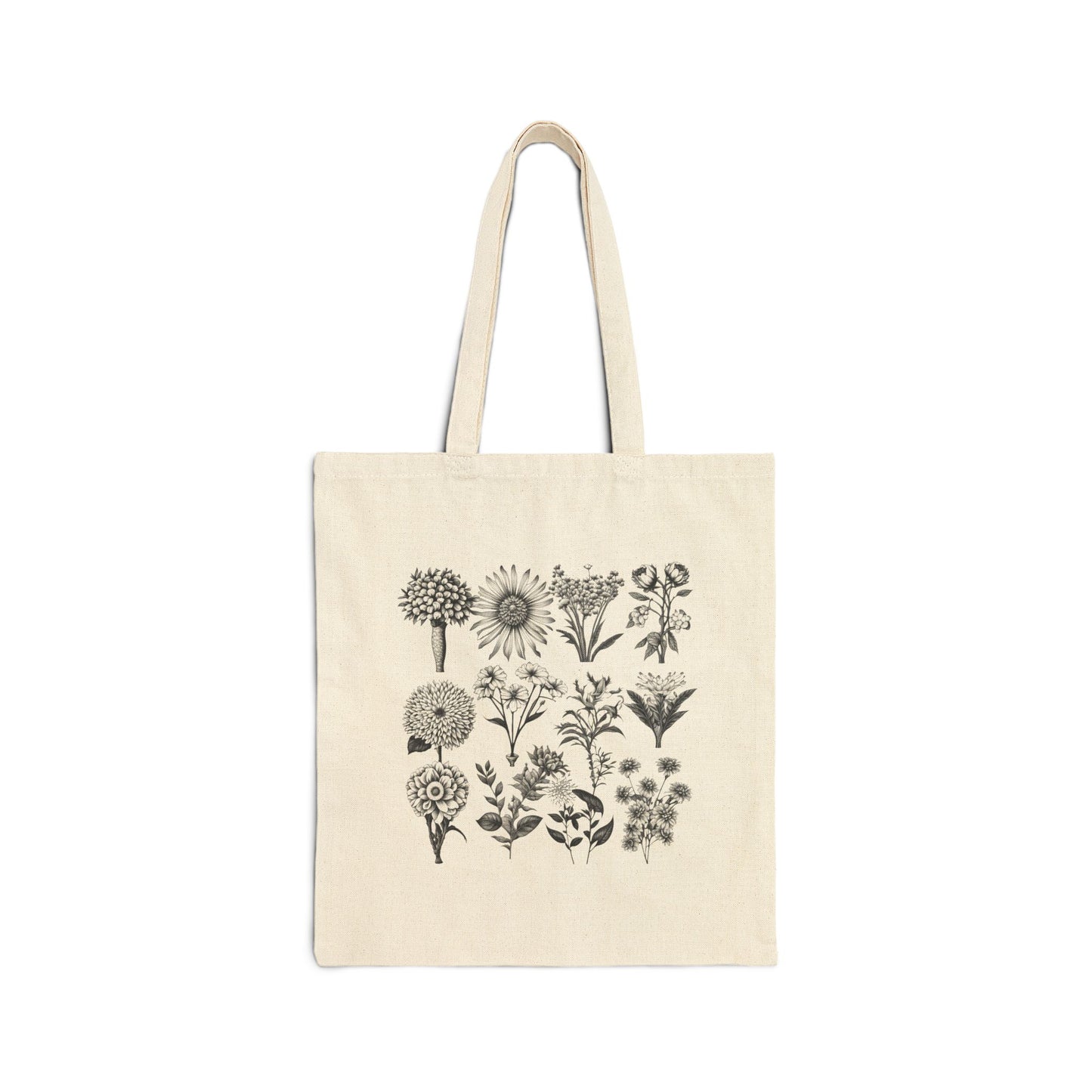 ViralDestinations Floral Print Cotton Canvas Tote Bag - Eco-Friendly Shopping & Everyday Use - Botanical Aesthetics