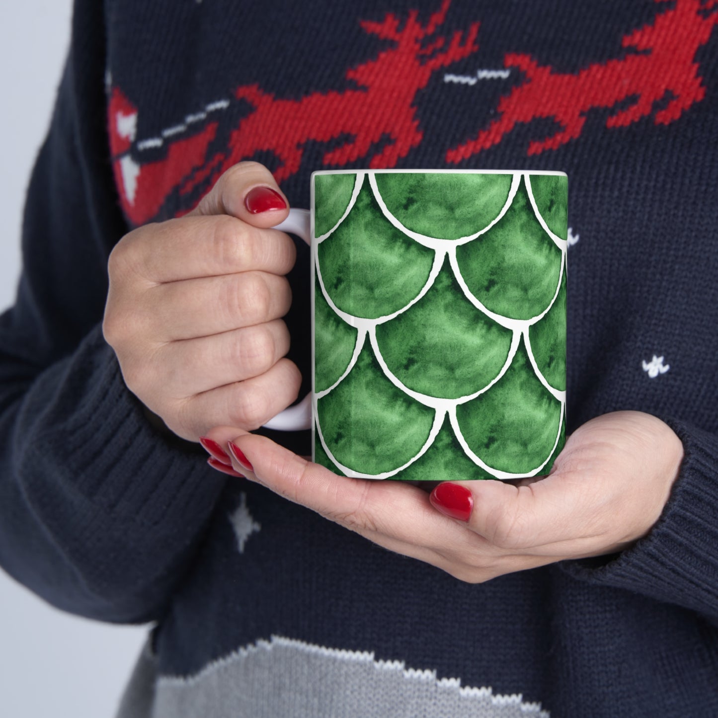 Fan shaped pattern Watercolor Ceramic Mug by ViralDestinations™