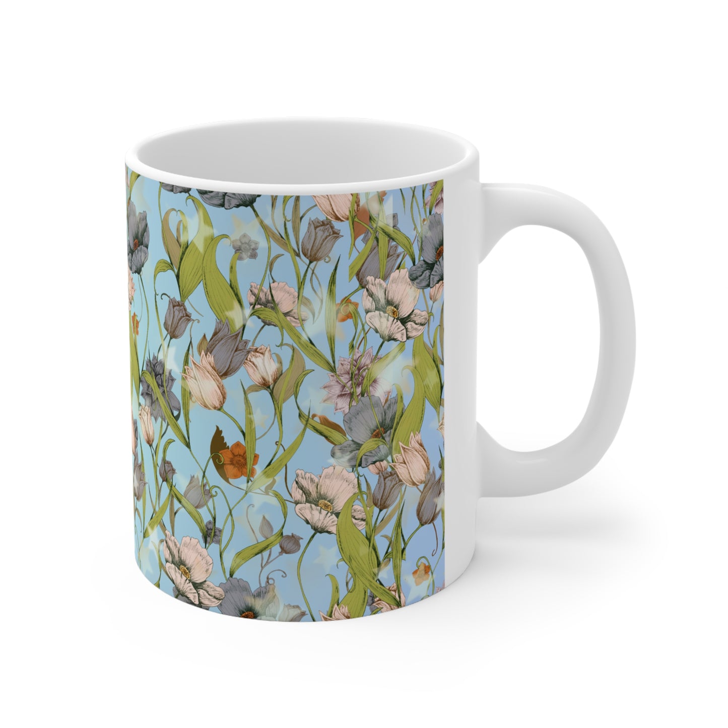 Floral Combo & Stars Ceramic Mug by ViralDestinations™