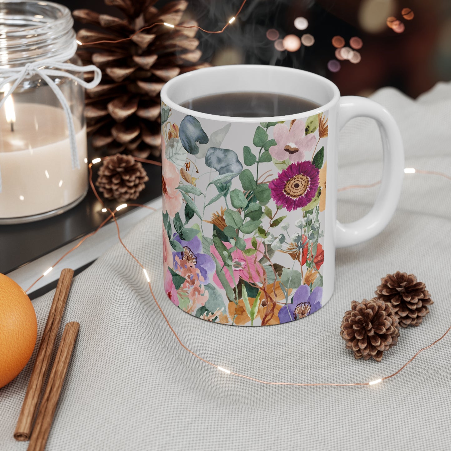 Poetic Floral Wash Bounty Ceramic Mug by ViralDestinations™