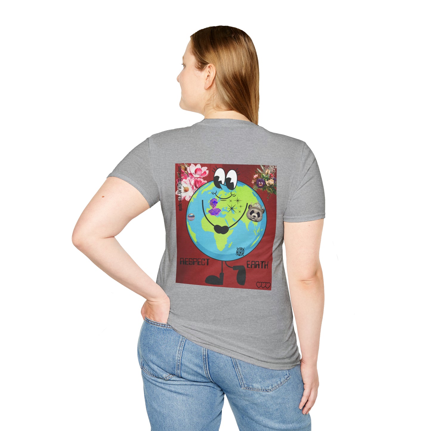 Respect Earth Y2K Style Trending logo back print Unisex Soft T-Shirt by ViralDestinations