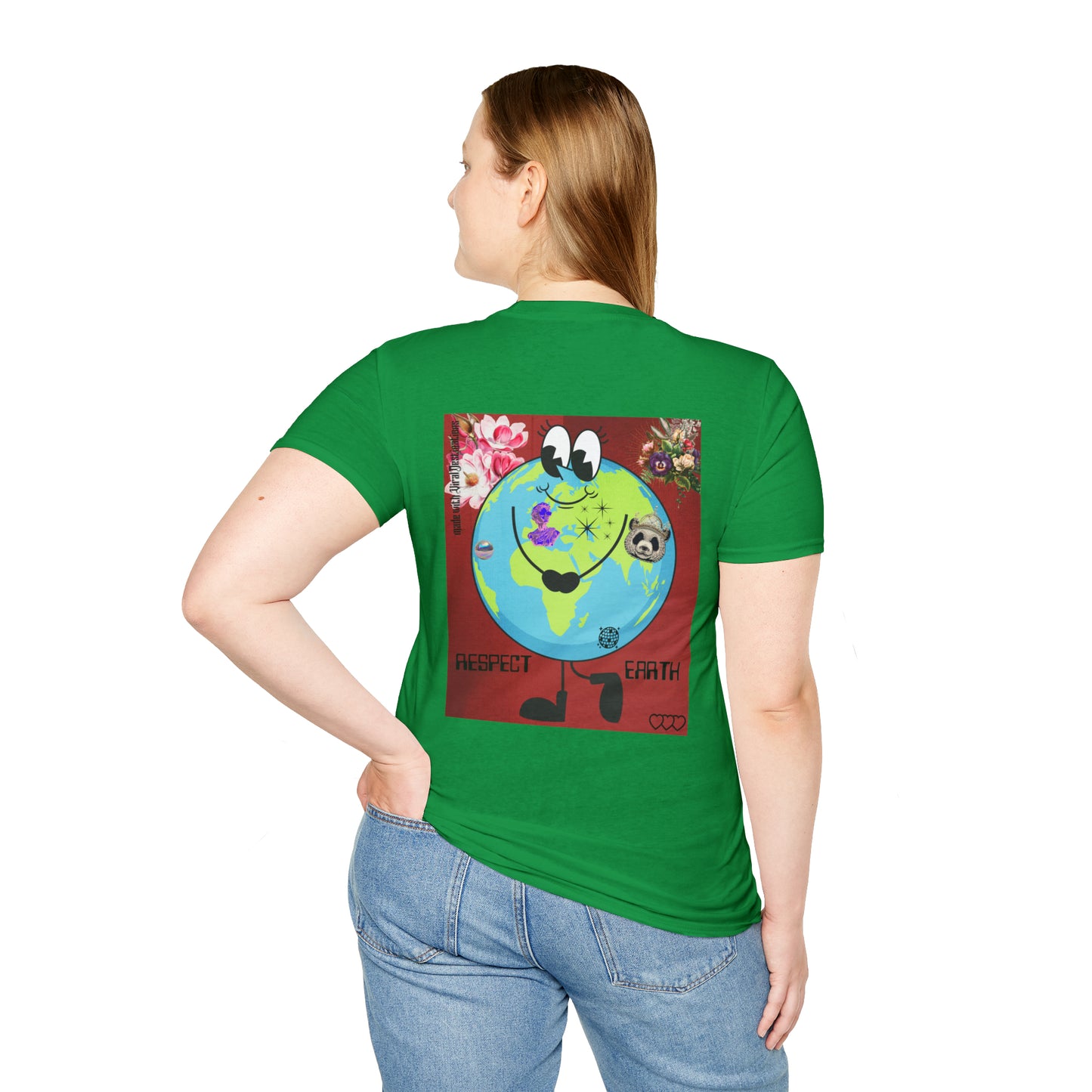 Respect Earth Y2K Style Trending logo back print Unisex Soft T-Shirt by ViralDestinations