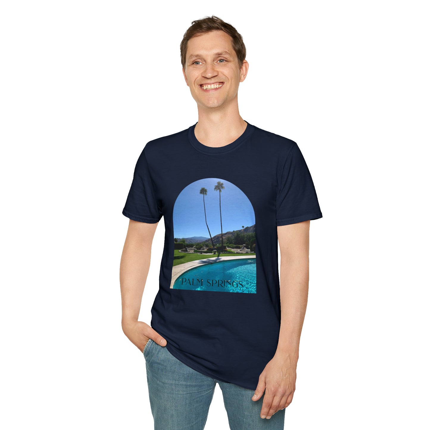 Palm Springs Modernism Lifestyle Unisex Soft T-Shirt by ViralDestinations