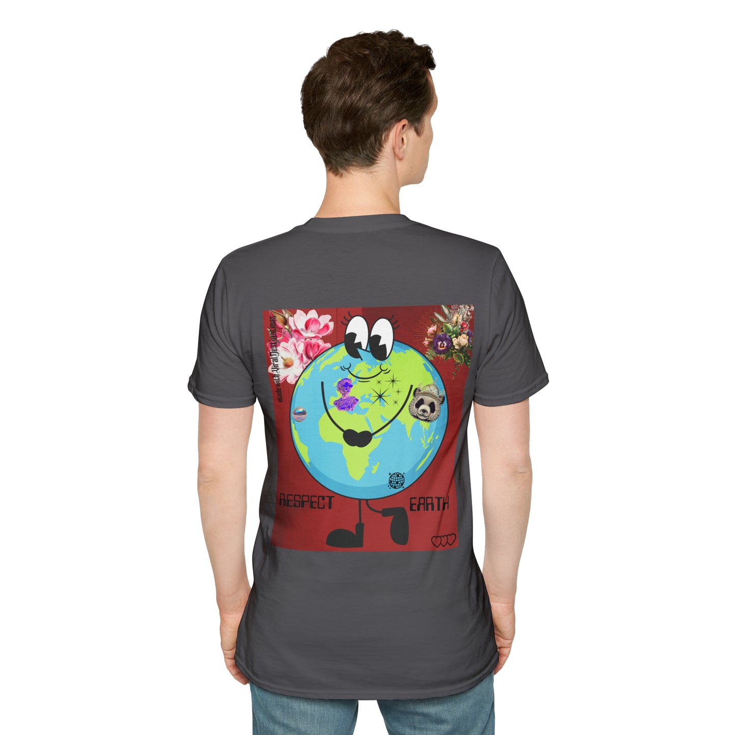 Respect Earth Y2K Style Trending logo back print Unisex Soft T-Shirt by ViralDestinations