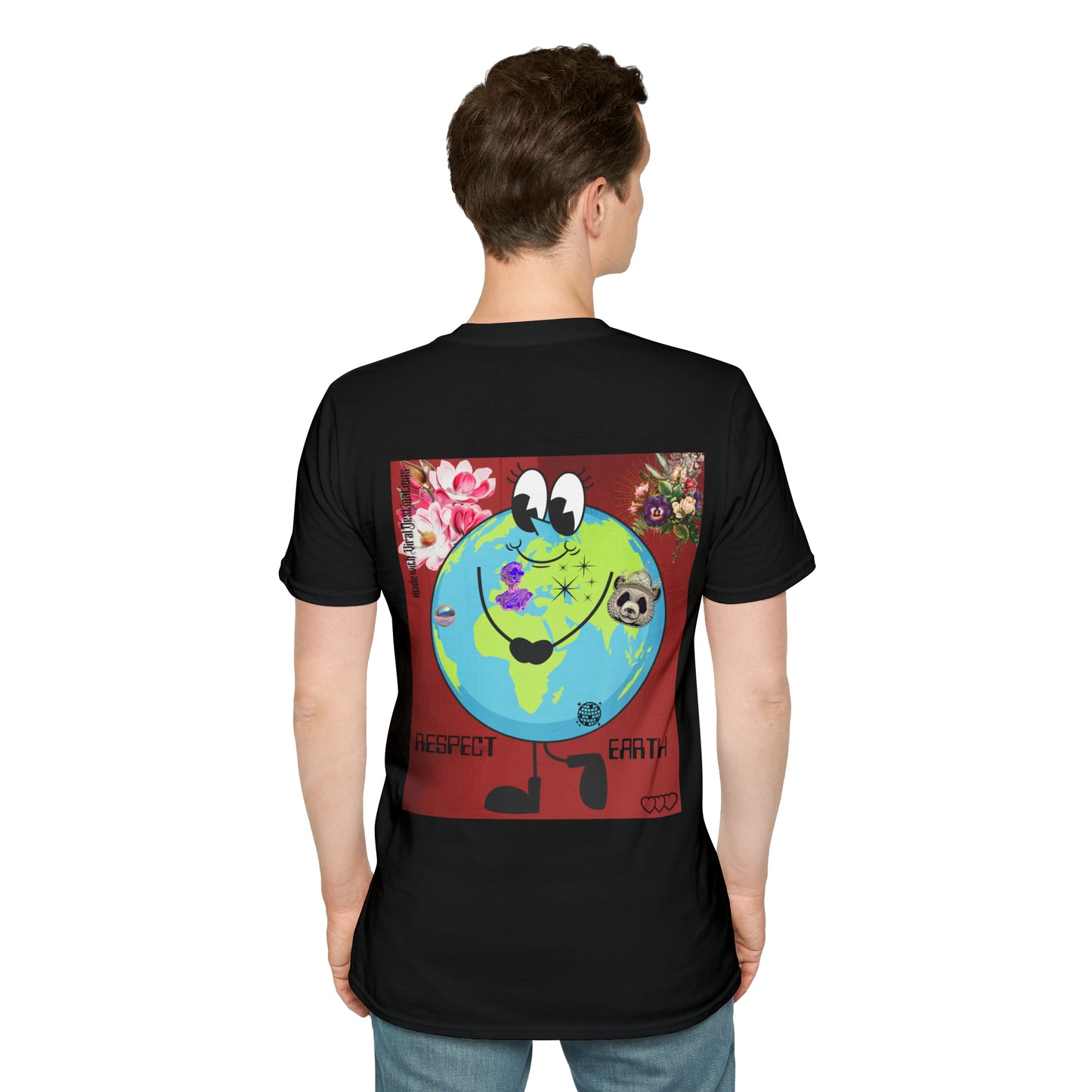 Respect Earth Y2K Style Trending logo back print Unisex Soft T-Shirt by ViralDestinations