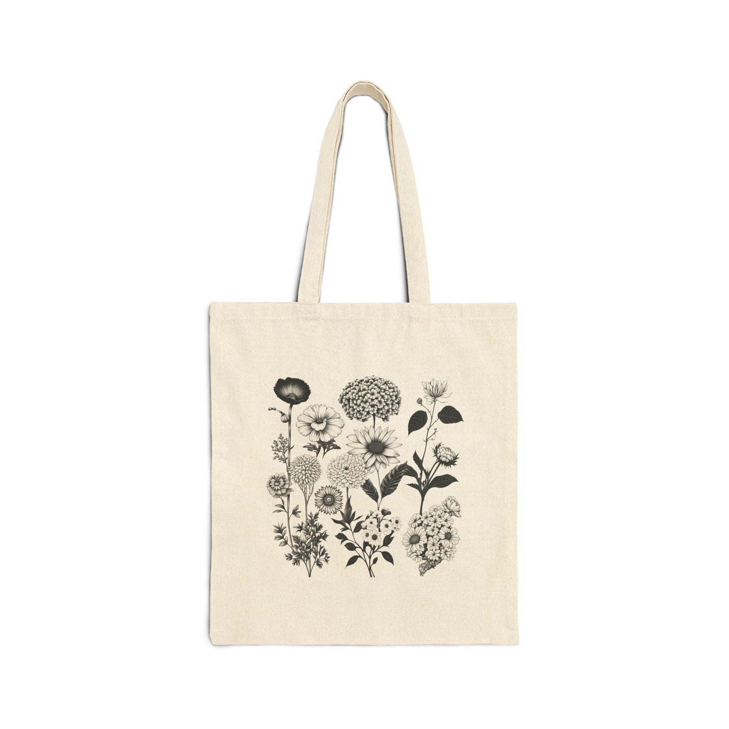 ViralDestinations Floral Print Cotton Canvas Tote Bag - Eco-Friendly Shopping & Everyday Use - Botanical Aesthetics