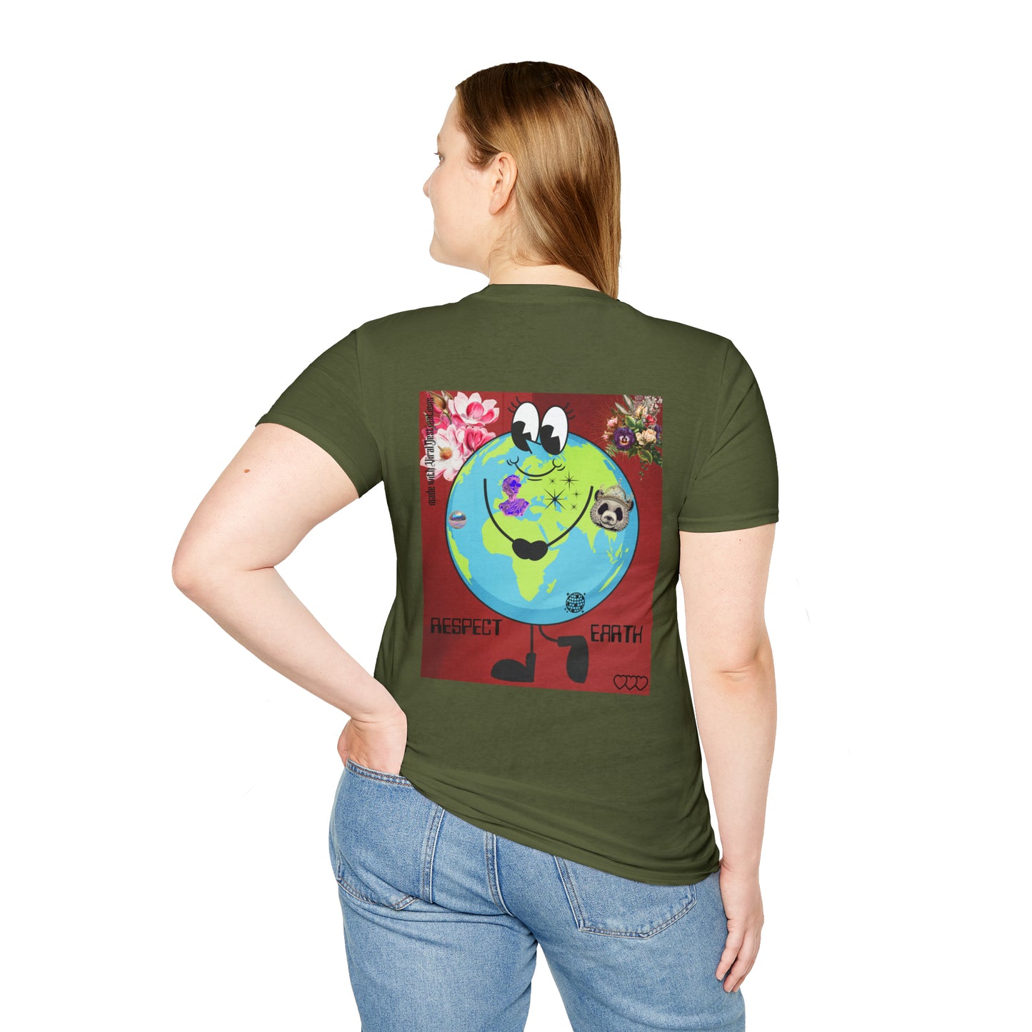 Respect Earth Y2K Style Trending logo back print Unisex Soft T-Shirt by ViralDestinations