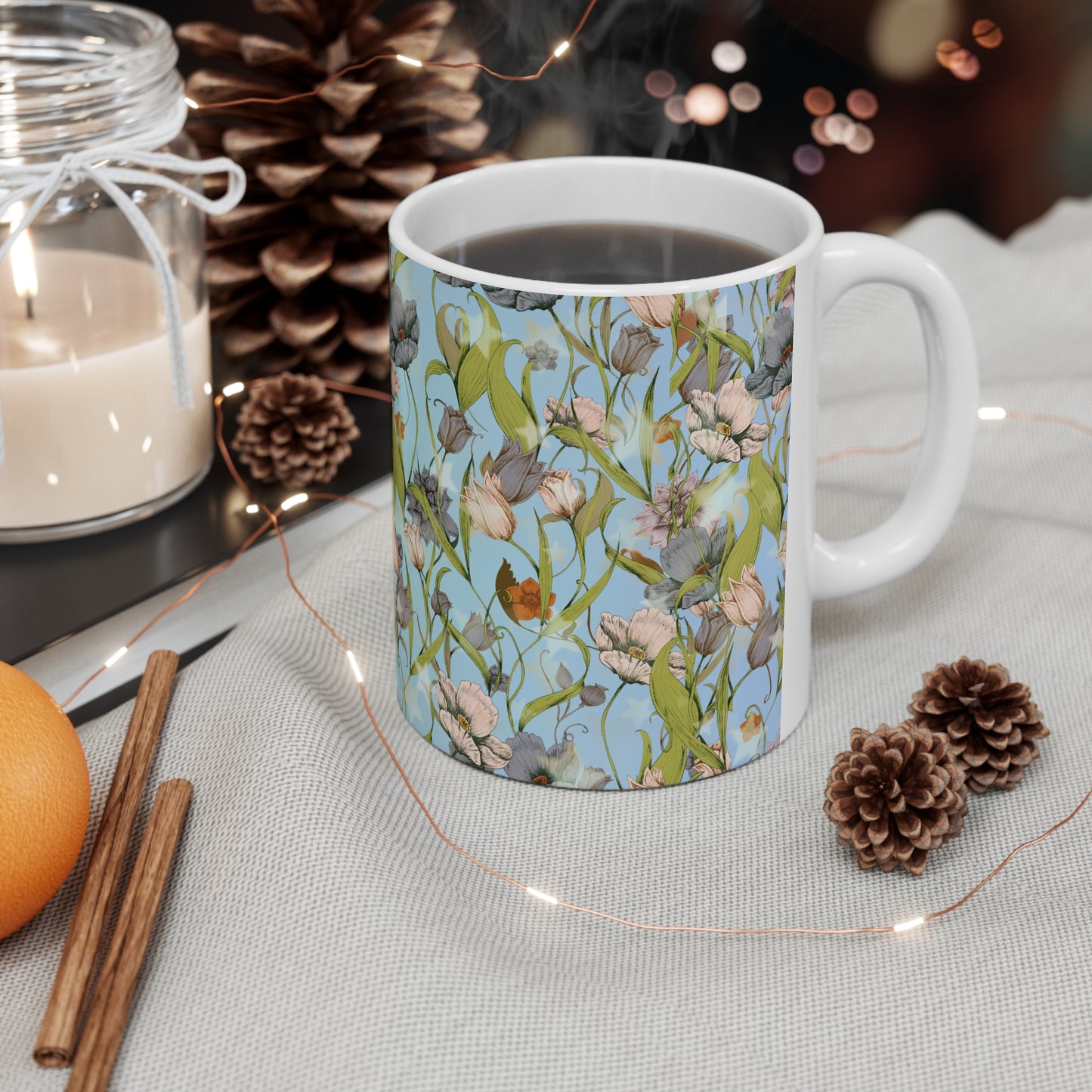 Floral Combo & Stars Ceramic Mug by ViralDestinations™