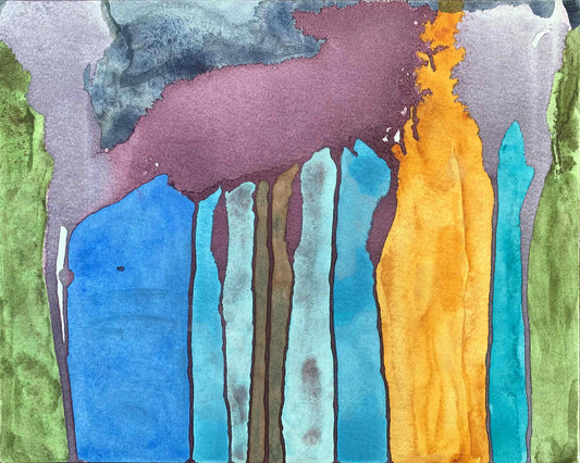 10"*8" Fine Art Print mounted on board in clear bag - vibrant watercolor abstract landscapes