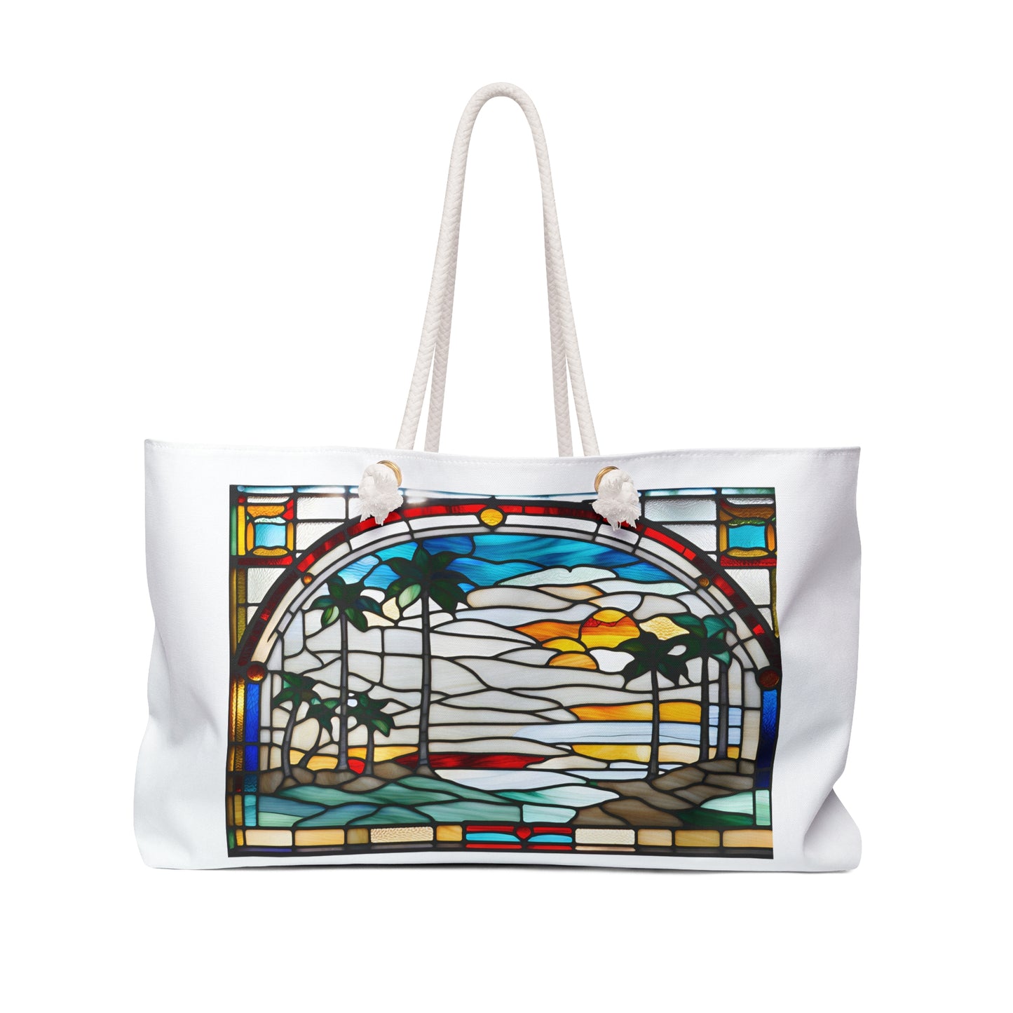 The Art Shop Tropical Tiffany Style Stained Glass Weekender Bag – Perfect for Travel and Beach Escapes