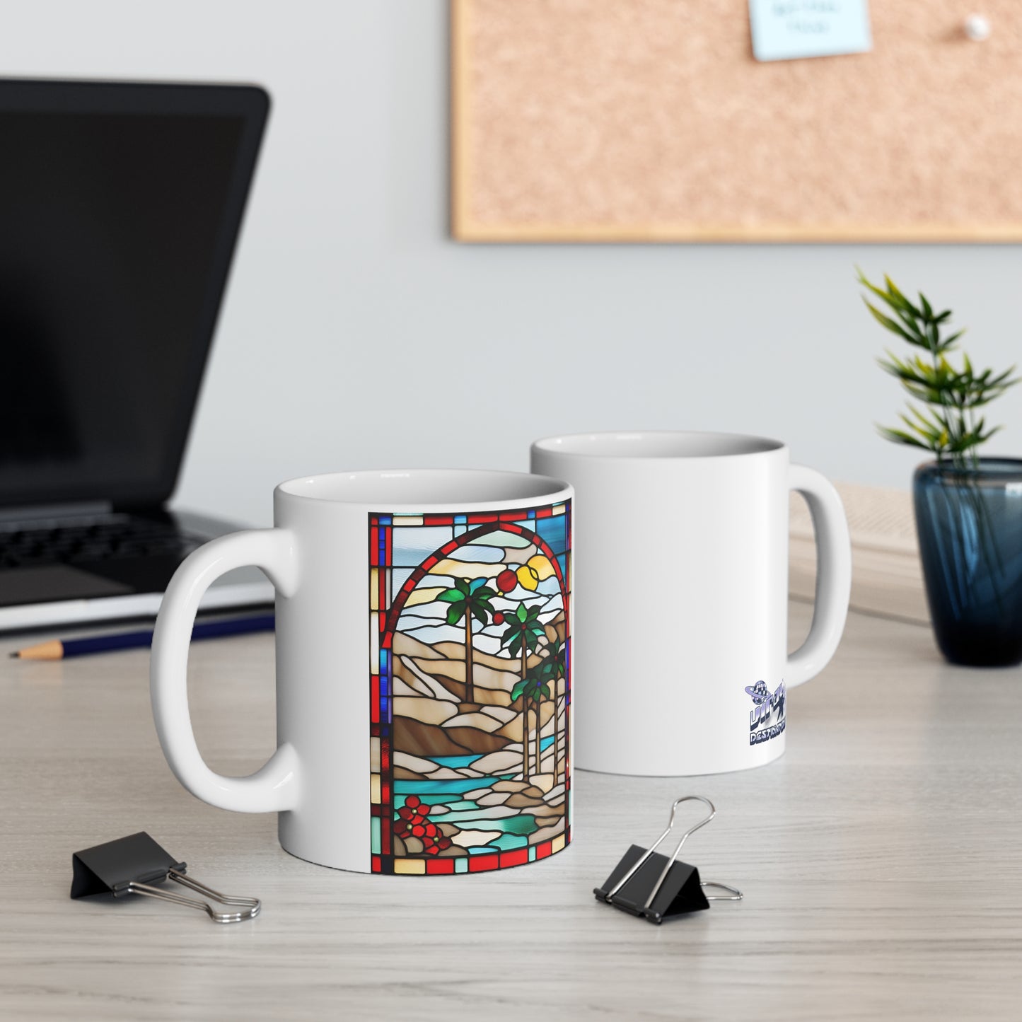Christmas in Palm Springs Tiffany's Studio Style Desert Hot Springs Ceramic Mug by ViralDestinations - Collectible Art at your hands