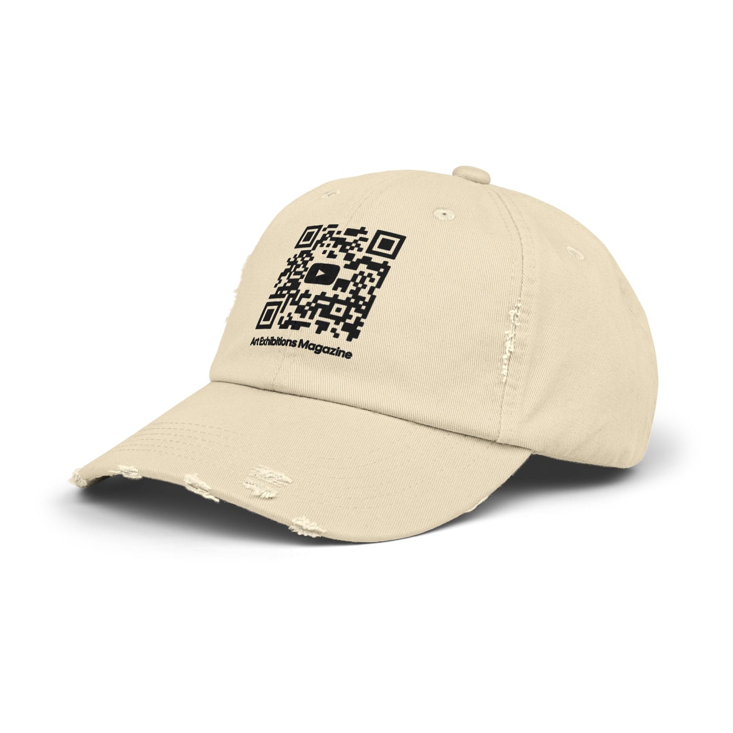 Art Exhibitions Magazine YouTube Channel QR Code Unisex Lifestyle Distressed Cap