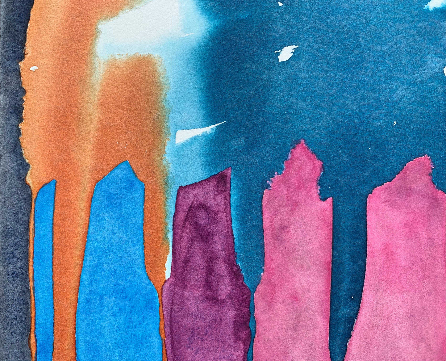 10"*8" Fine Art Print mounted on board in clear bag - vibrant watercolor abstract landscapes