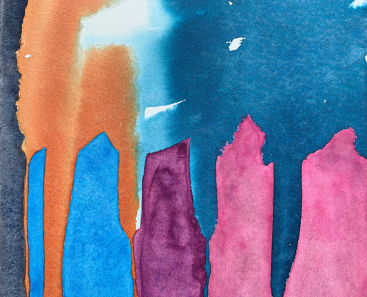 10"*8" Fine Art Print mounted on board in clear bag - vibrant watercolor abstract landscapes