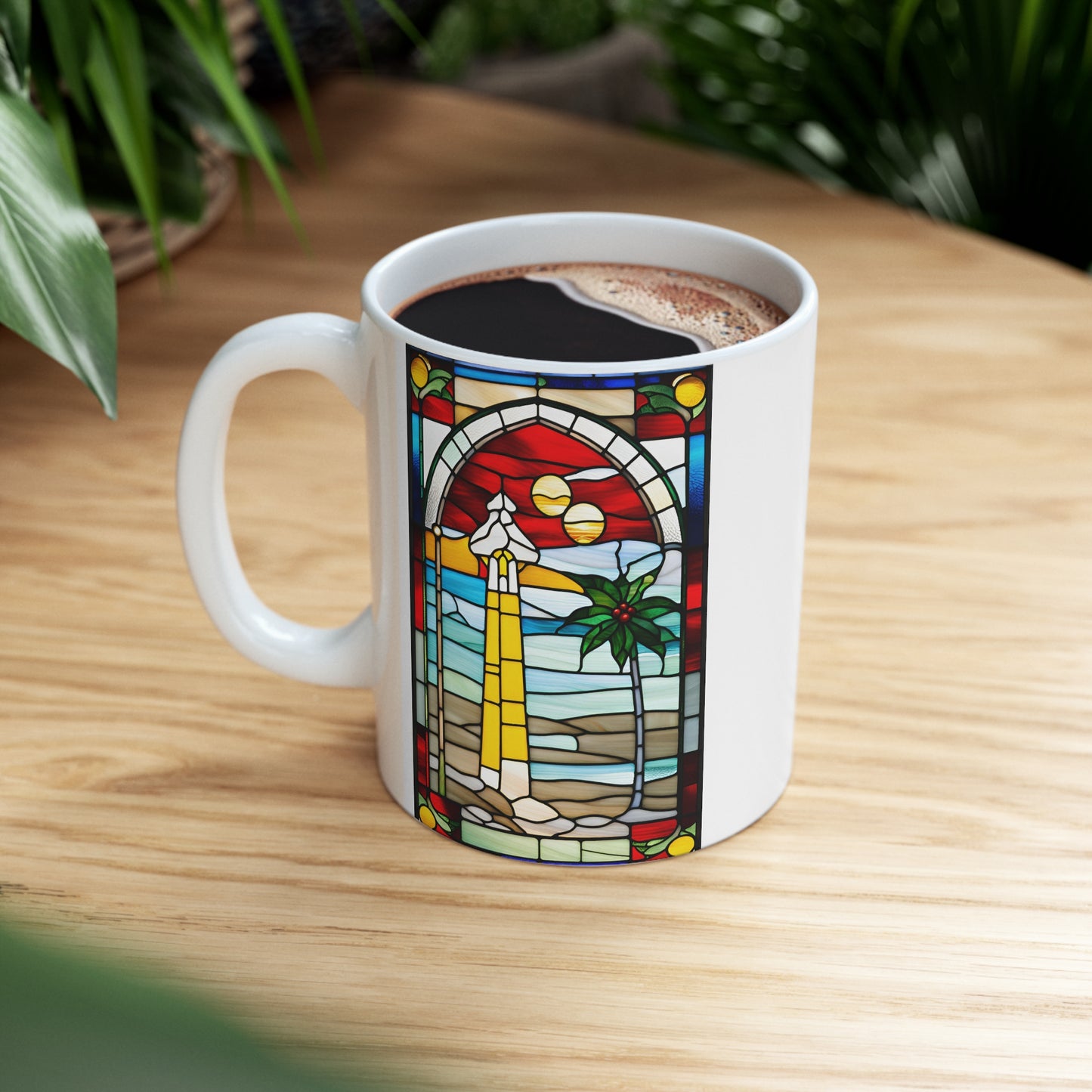 Christmas in Florida Tiffany's Studio Style Ceramic Mug by ViralDestinations - Collectible Art at your hands