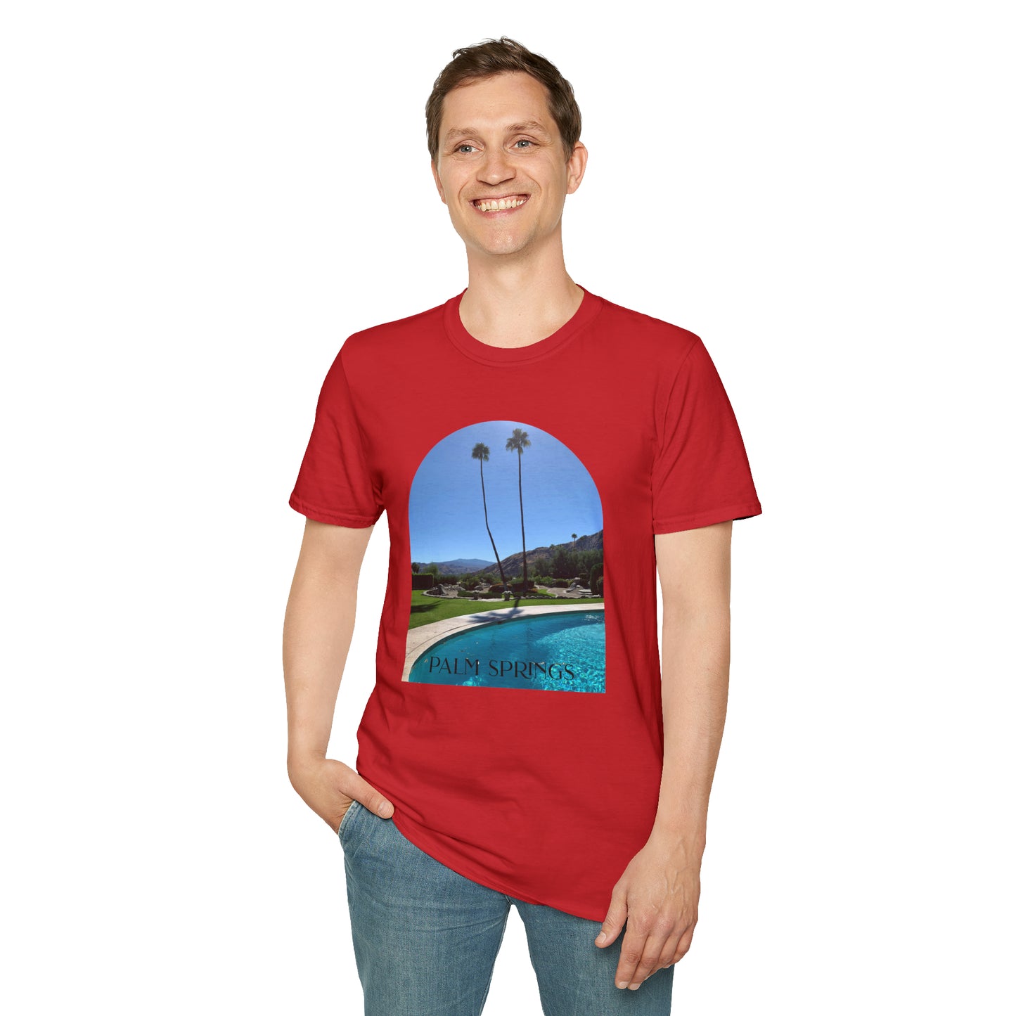 Palm Springs Modernism Lifestyle Unisex Soft T-Shirt by ViralDestinations
