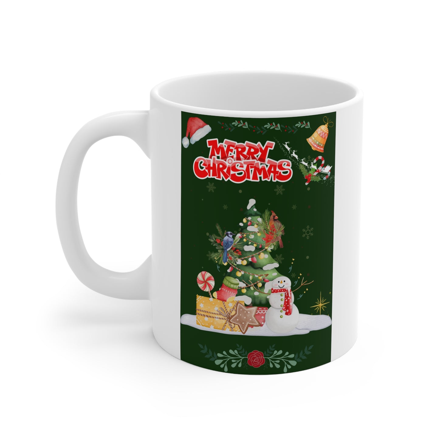Merry Christmas Melting Snowman Birds Party Ceramic Mug by ViralDestinations
