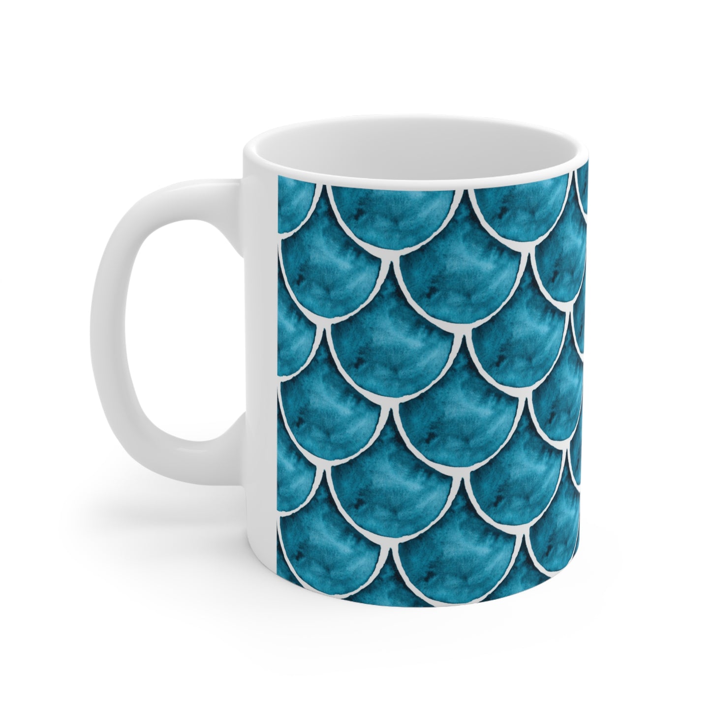 Fan shaped pattern Watercolor Ceramic Mug by ViralDestinations™ - Turquoise