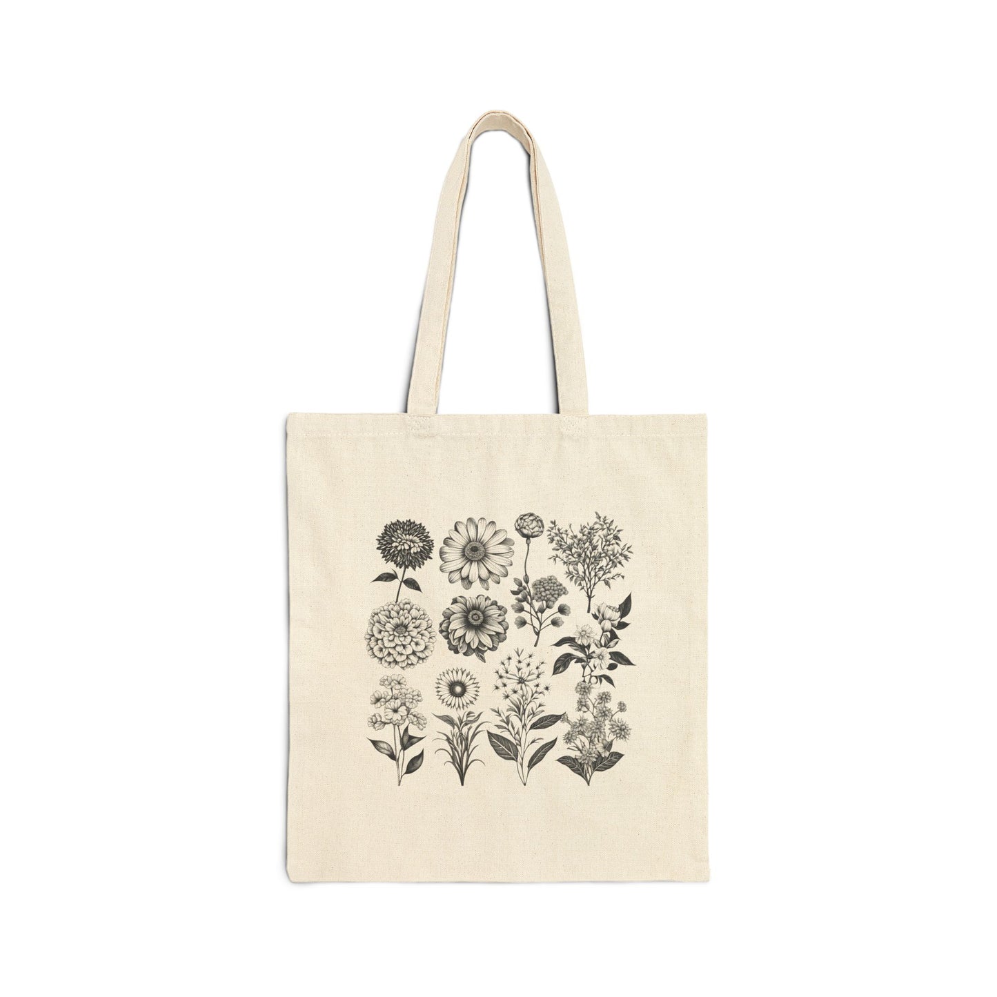 ViralDestinations Floral Print Cotton Canvas Tote Bag - Eco-Friendly Shopping & Everyday Use - Botanical Aesthetics