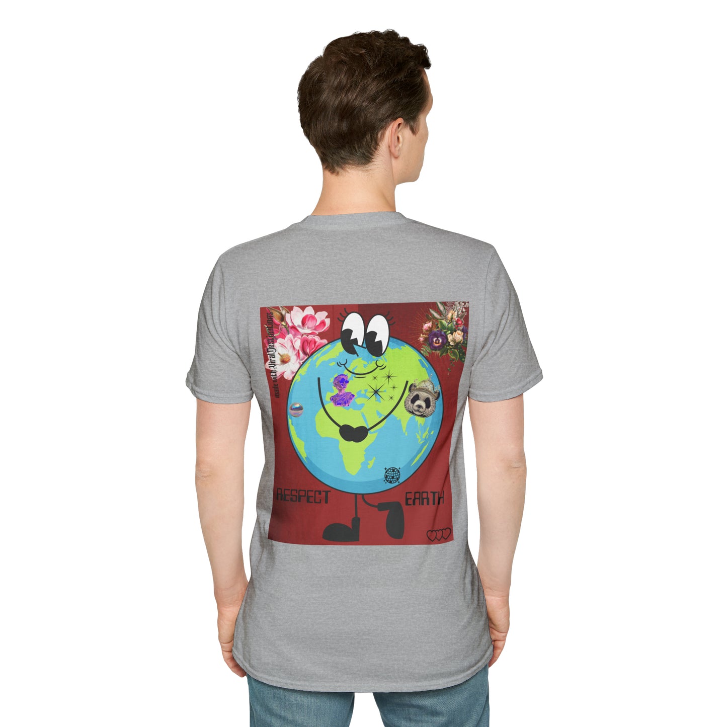 Respect Earth Y2K Style Trending logo back print Unisex Soft T-Shirt by ViralDestinations