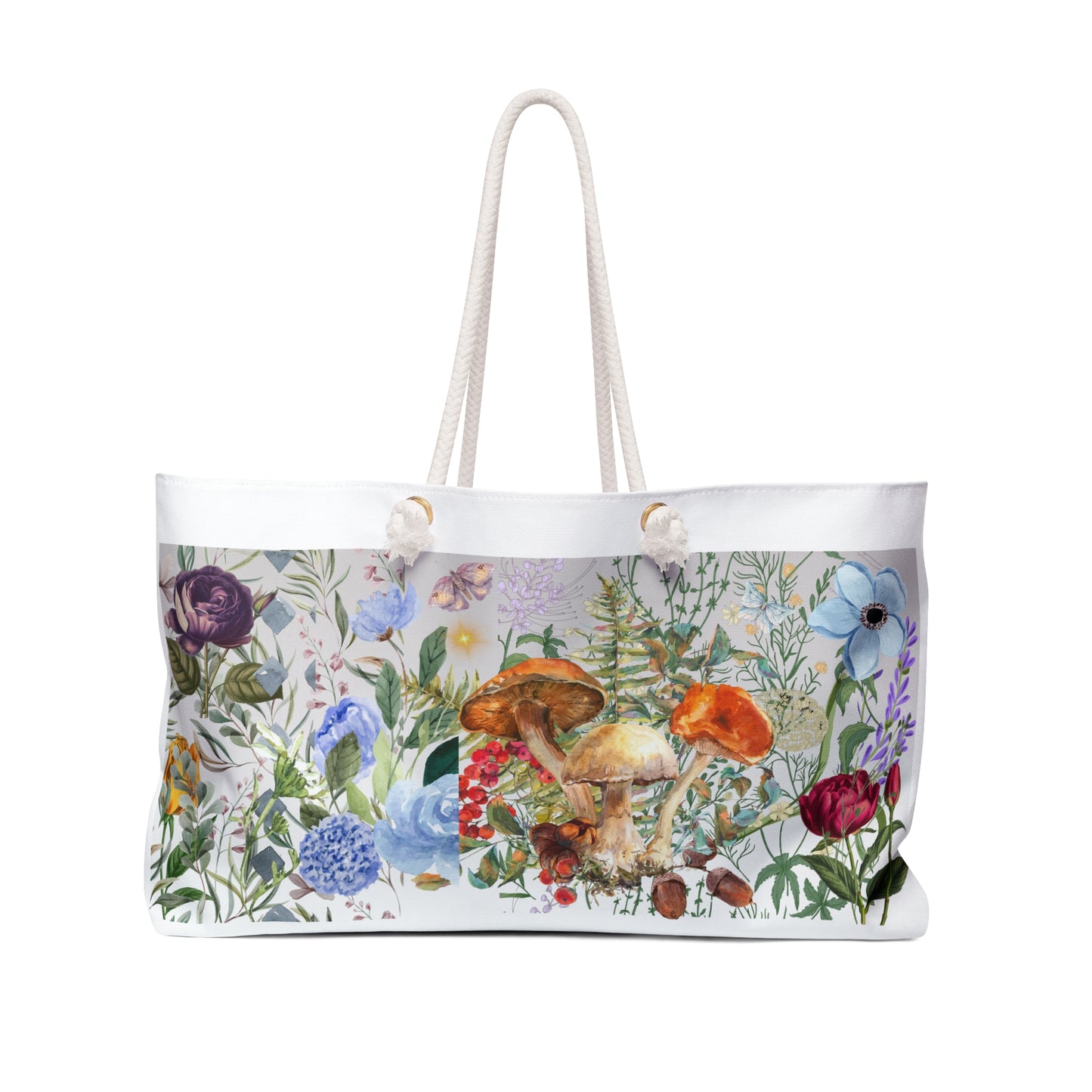 ViralDestinations™ Floral Spring Mushrooms Weekender Bag | Perfect for Travel and Beach Days - Botanical Aesthetics
