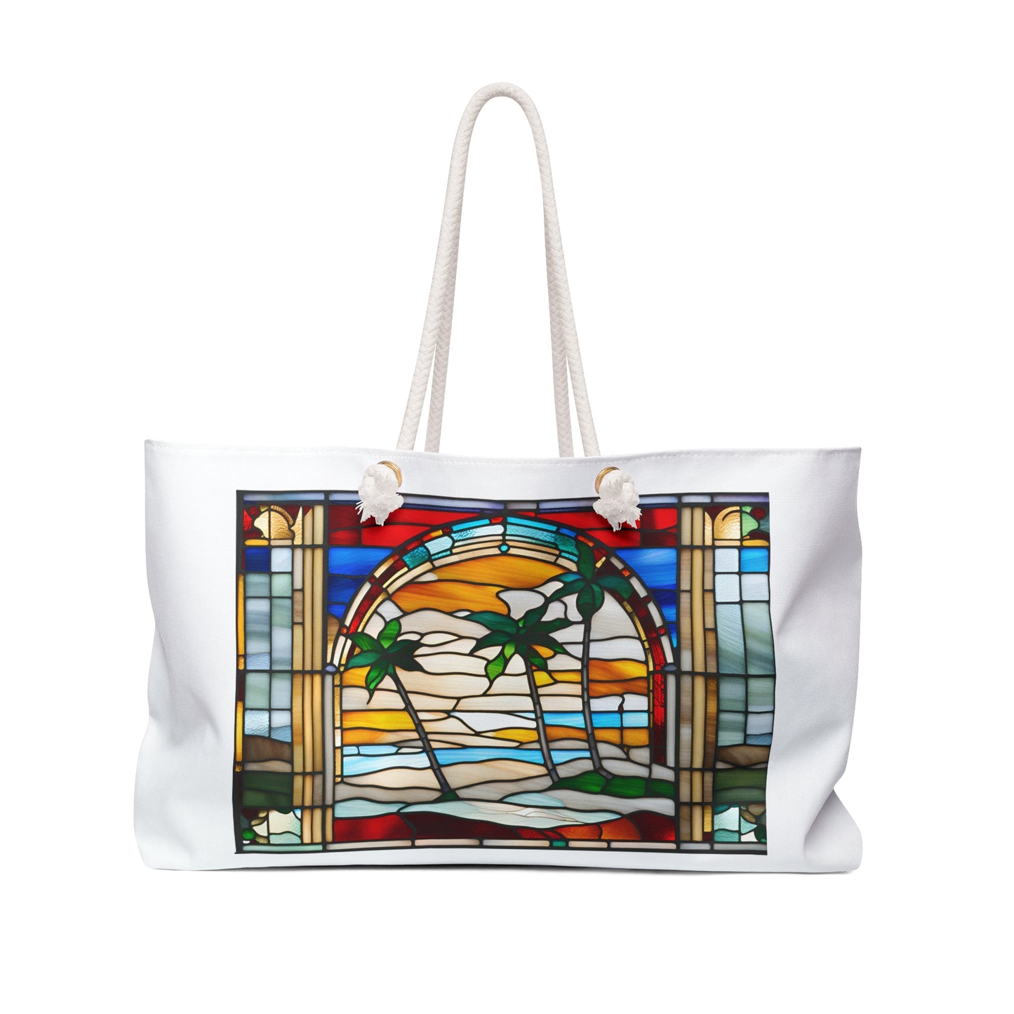 ViralDestinations™ Tropical Tiffany Style Stained Glass Weekender Bag – Perfect for Travel and Beach Escapes