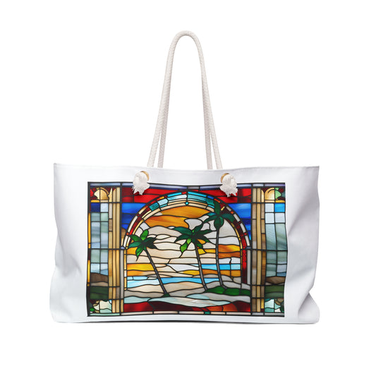 The Art Shop Tropical Tiffany Style Stained Glass Weekender Bag – Perfect for Travel and Beach Escapes