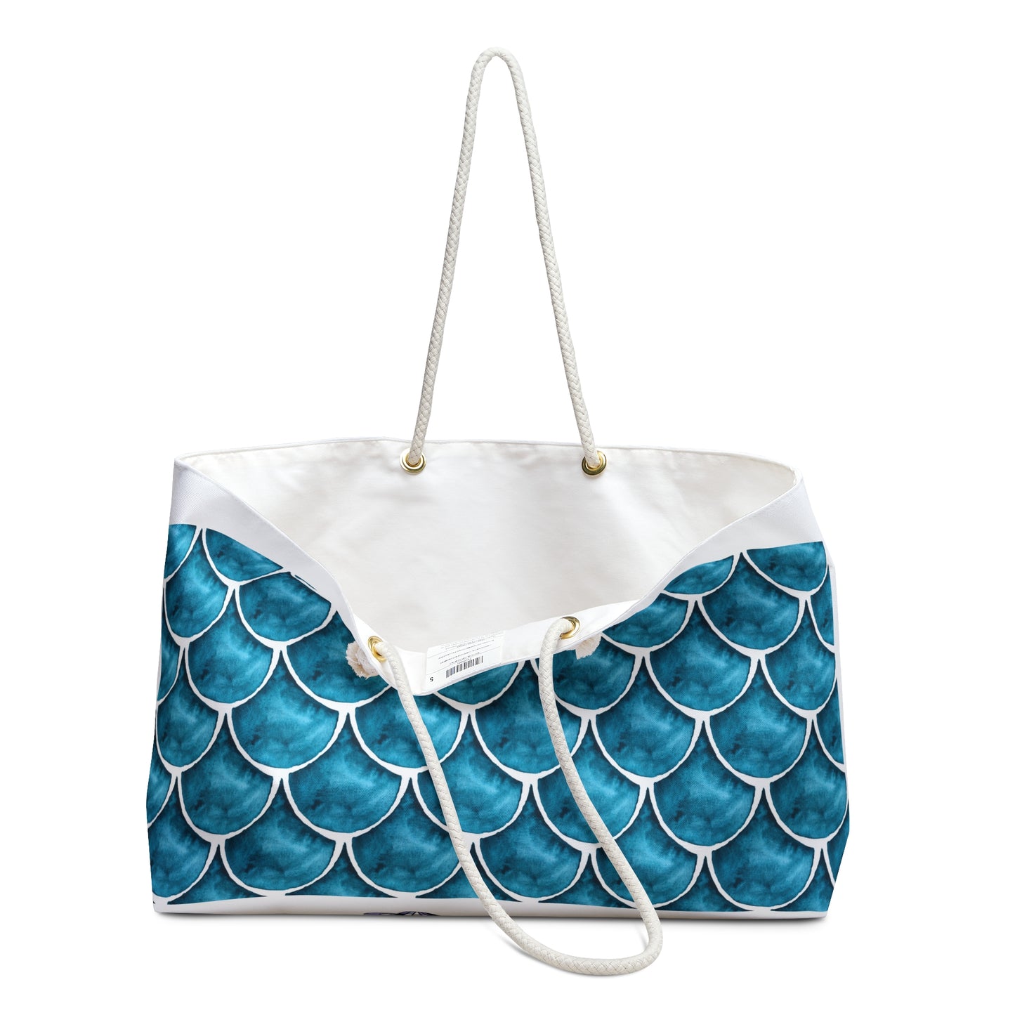ViralDestinations™ Geometric Abstract Ocean Wave Pattern Weekender Bag - Perfect for Beach Trips and Getaways (blue)