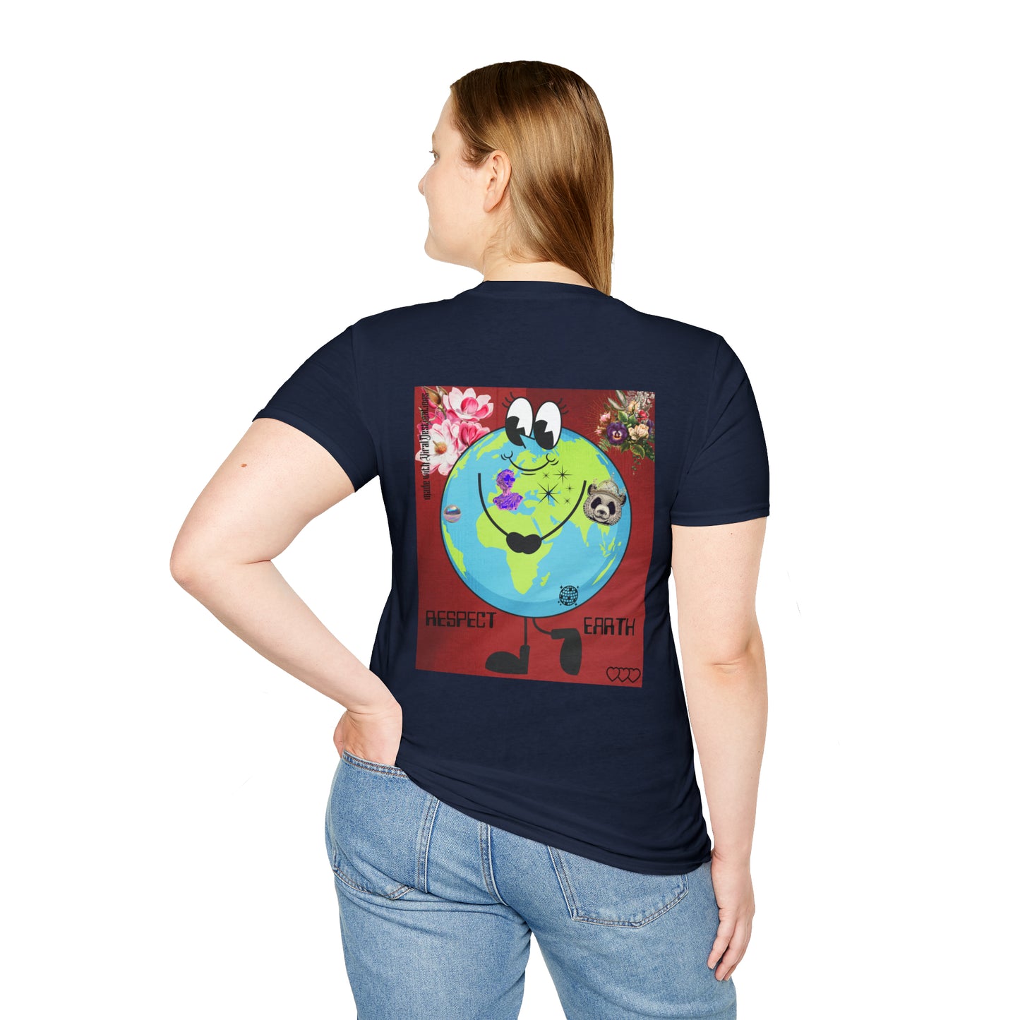 Respect Earth Y2K Style Trending logo back print Unisex Soft T-Shirt by ViralDestinations