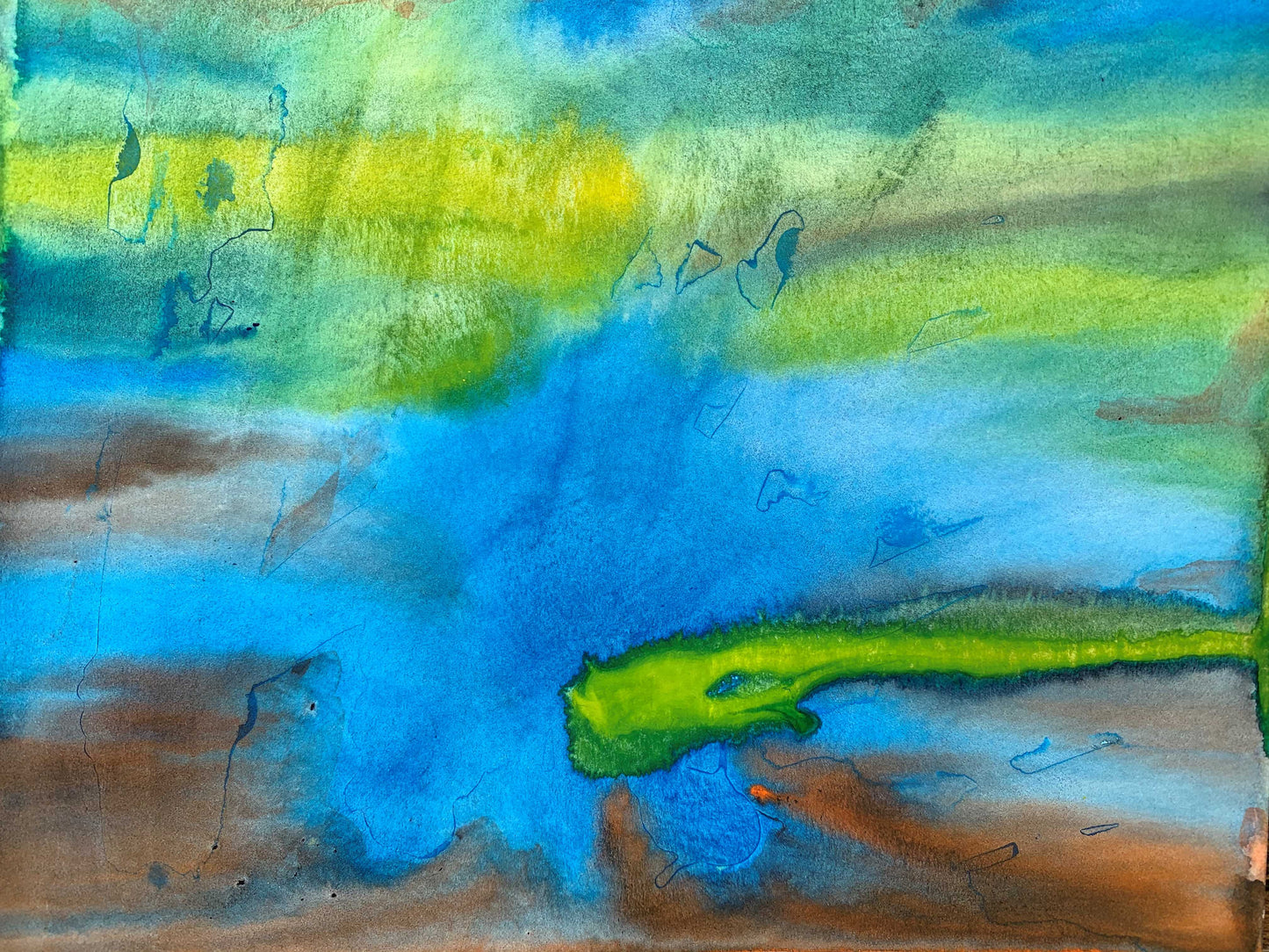 10"*8" Fine Art Print mounted on board in clear bag - vibrant watercolor abstract landscapes