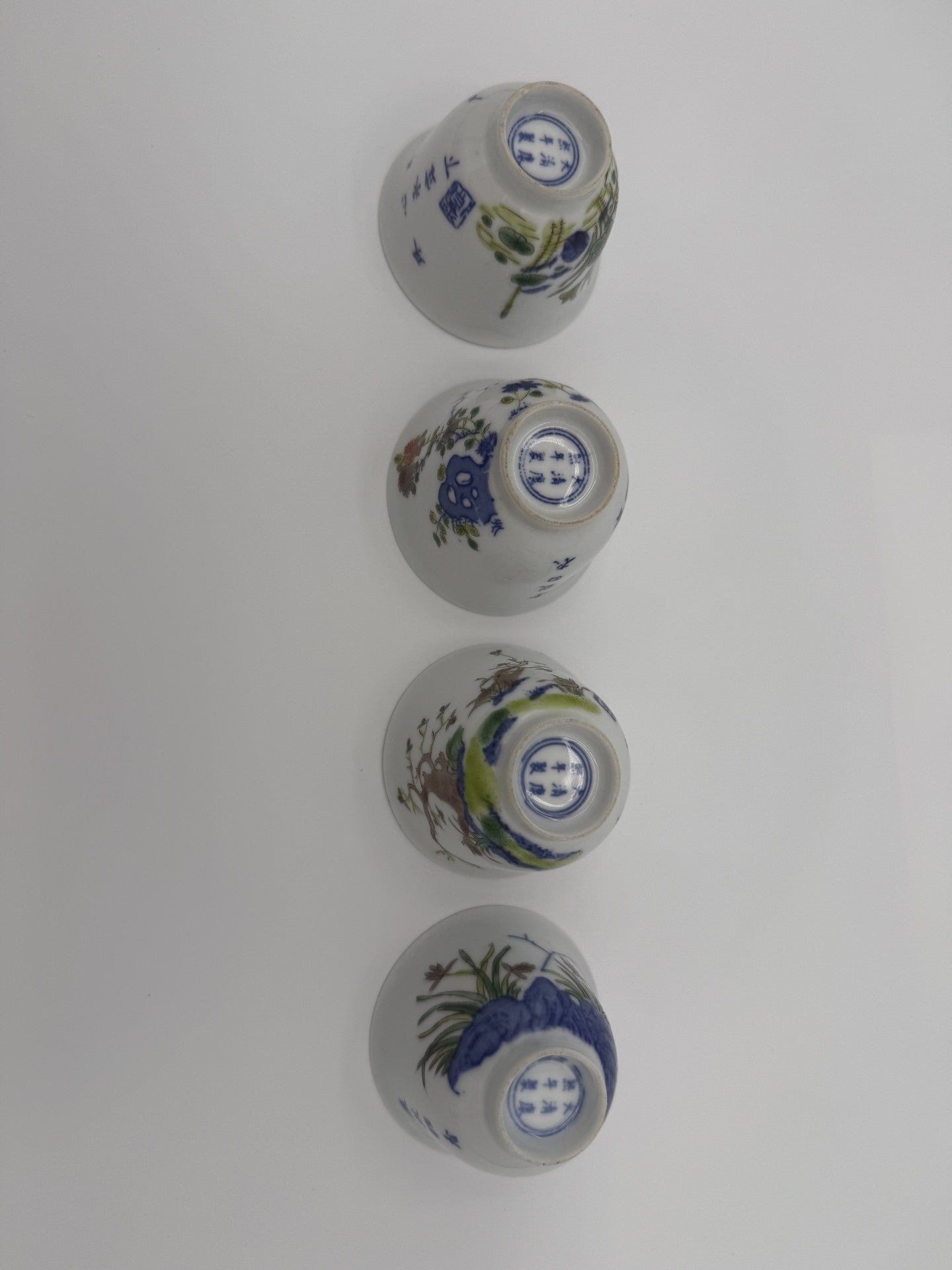Four Qing Dynasty Porcelain Cups indicating Four Seasons - Unique