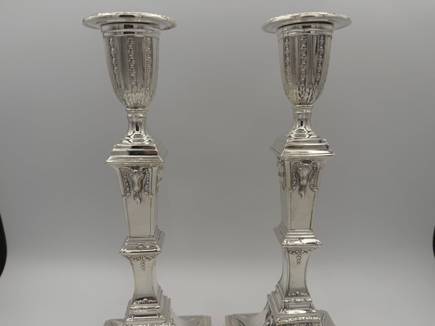 Pair of 1800s English Finest Sterling Silver Candlesticks - Unique