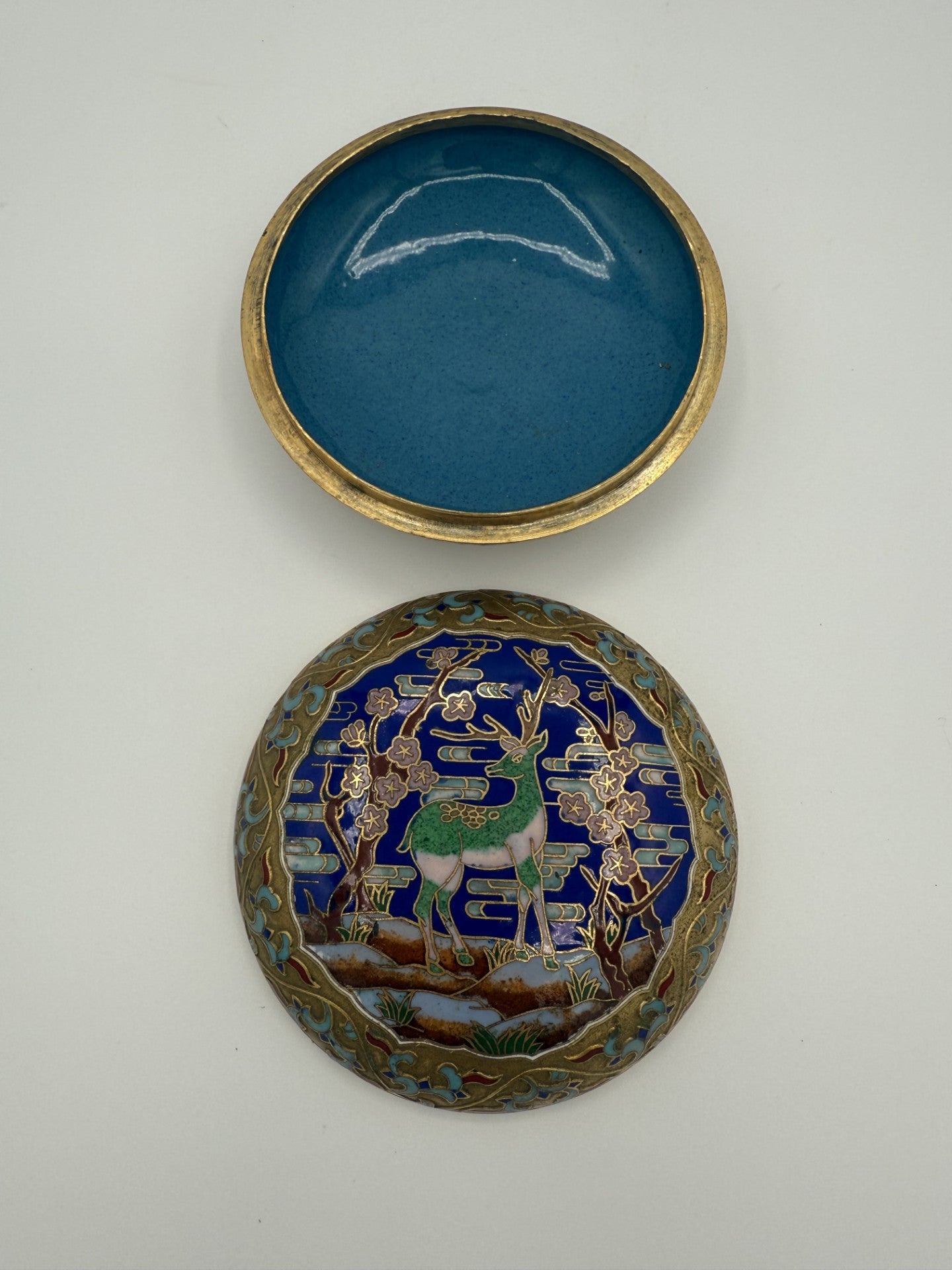 Antique Chinese Cloisonne Enamel Jewelry Box in perfect condition - unique