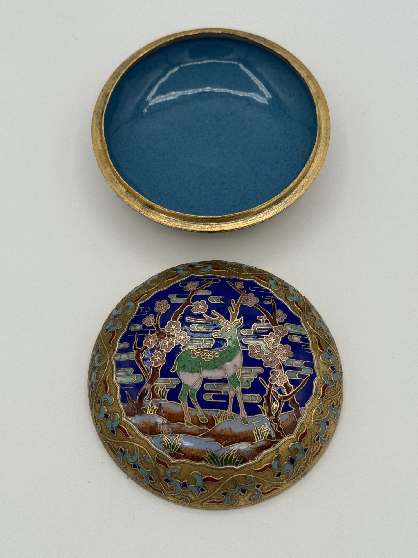 Antique Chinese Cloisonne Enamel Jewelry Box in perfect condition - unique