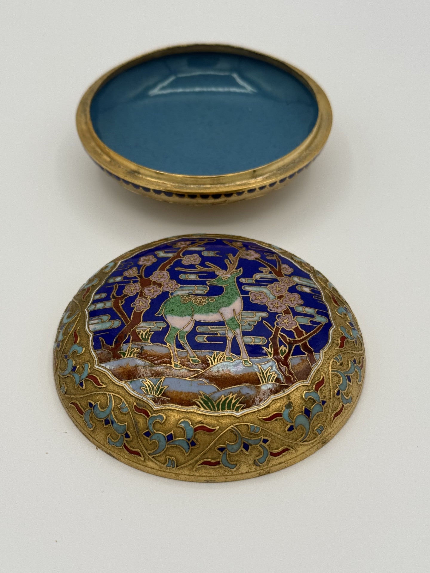 Antique Chinese Cloisonne Enamel Jewelry Box in perfect condition - unique