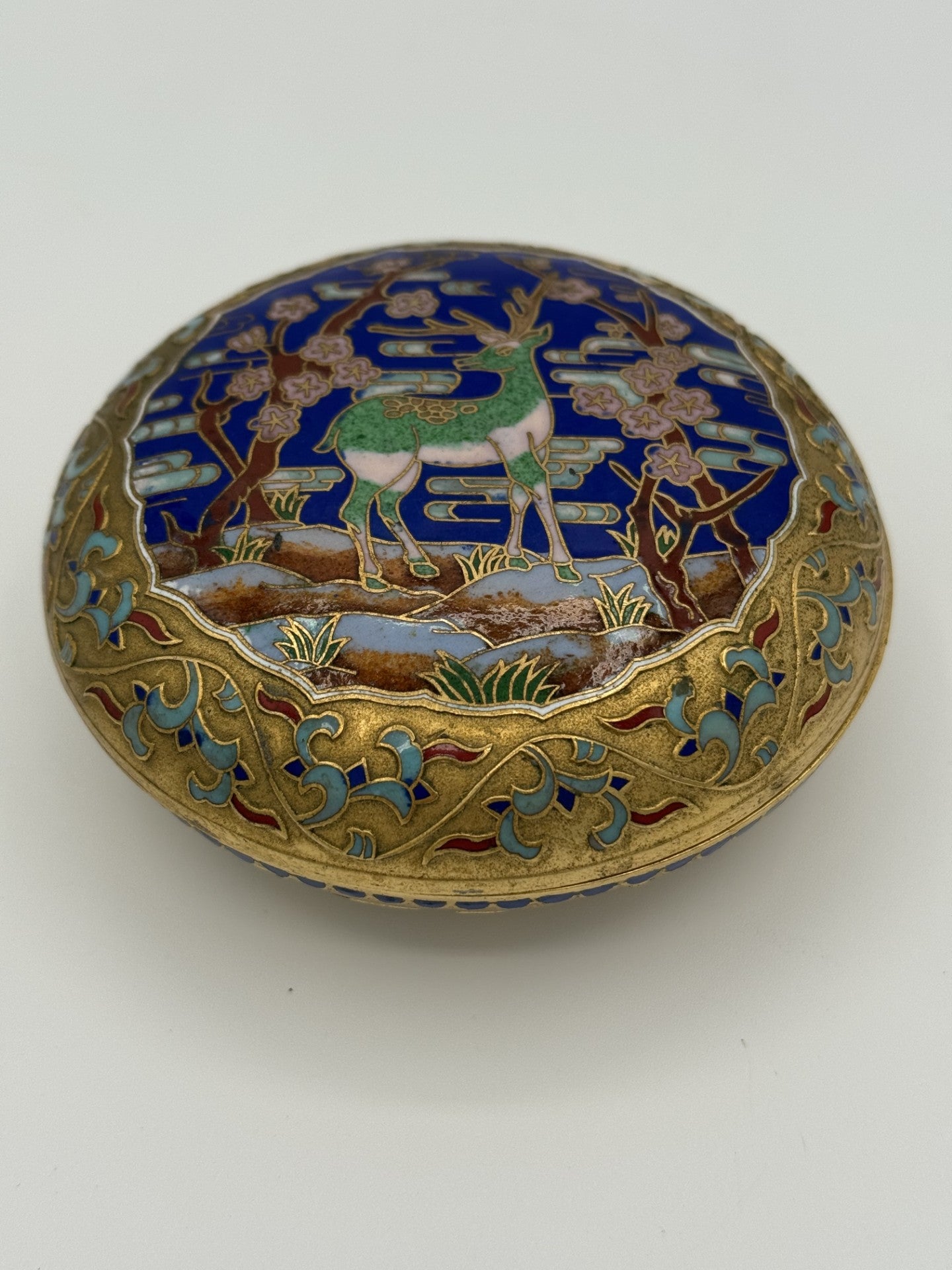 Antique Chinese Cloisonne Enamel Jewelry Box in perfect condition - unique
