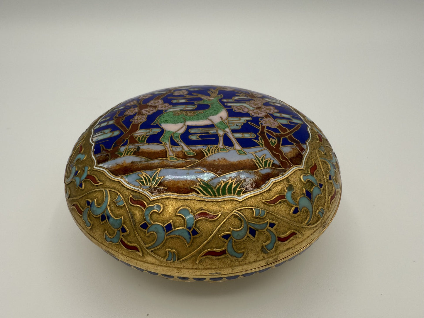 Antique Chinese Cloisonne Enamel Jewelry Box in perfect condition - unique