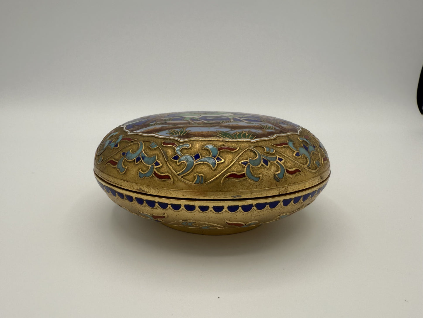 Antique Chinese Cloisonne Enamel Jewelry Box in perfect condition - unique