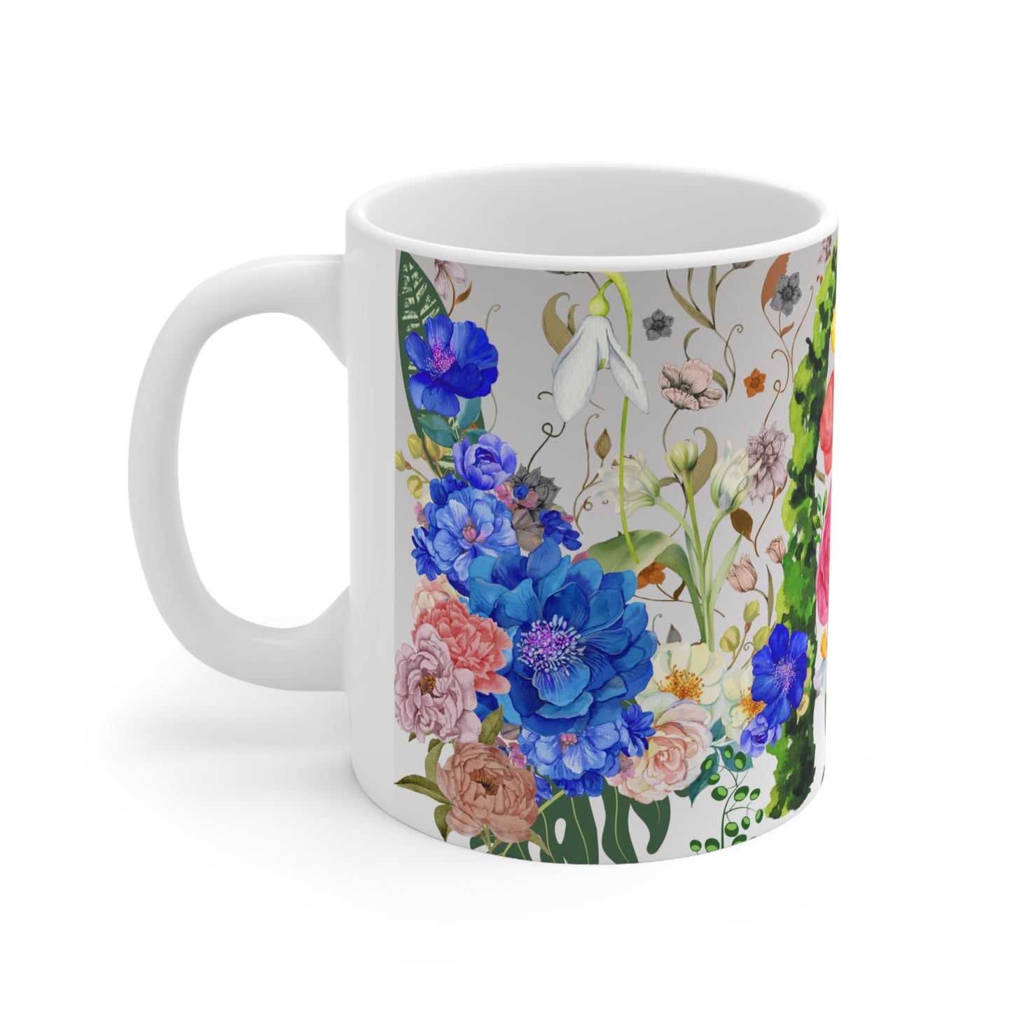 Botanical Floral Basket Design Ceramic Mug by ViralDestinations™