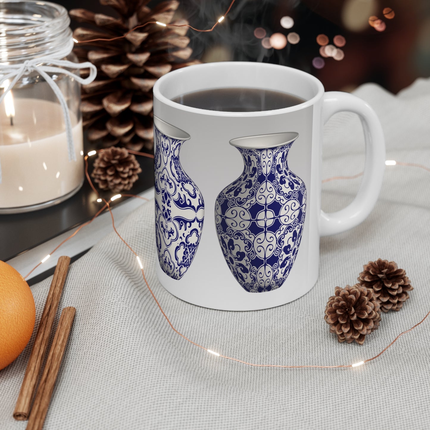 Delft Blue Classic Gradient Four Vase Series Premium Quality Ceramic Mug