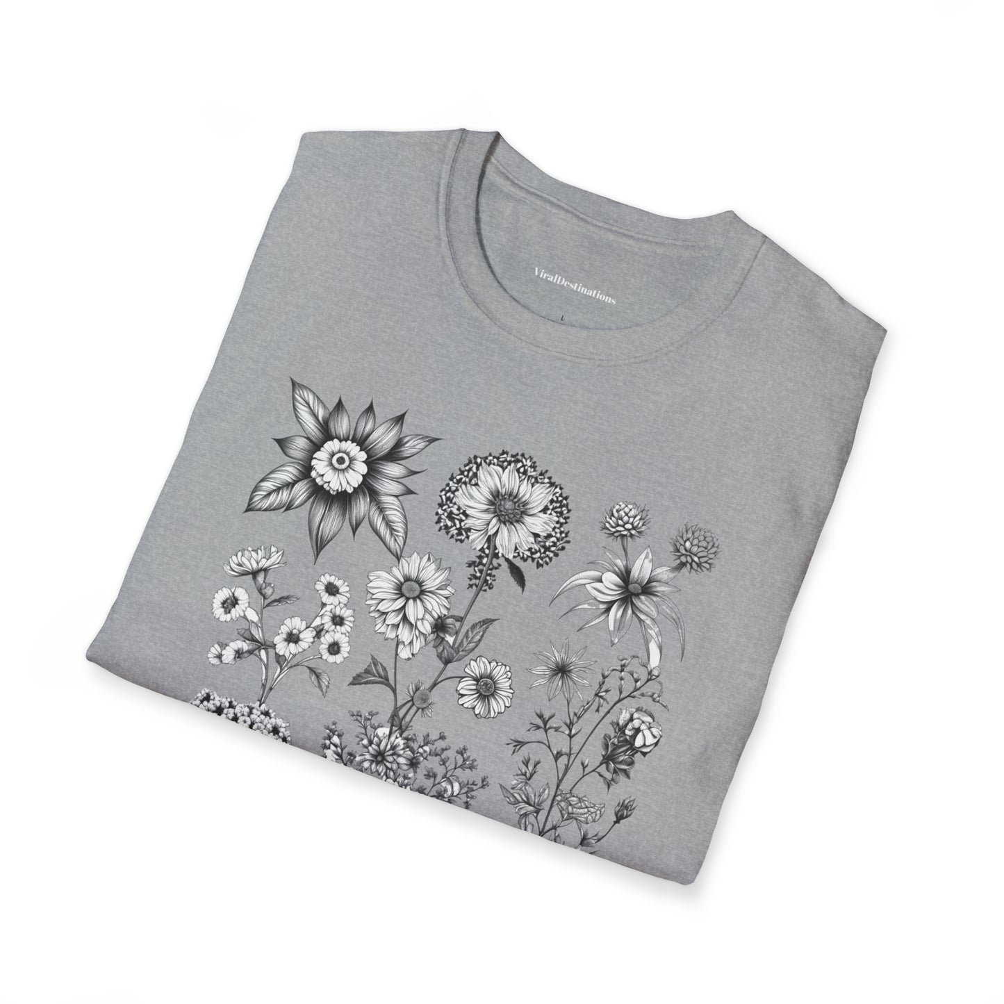 Vintage Drawing Floral Combo Lifestyle Trending Unisex Soft T-Shirt by ViralDestinations