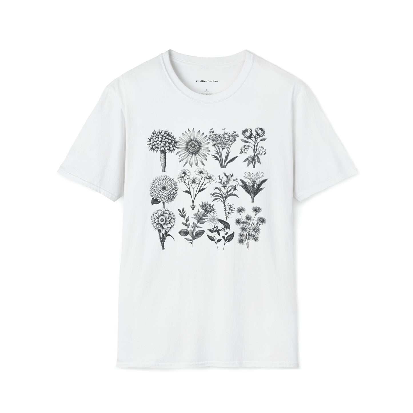 Vintage Drawing Floral Combo Lifestyle Trending Unisex Soft T-Shirt by ViralDestinations